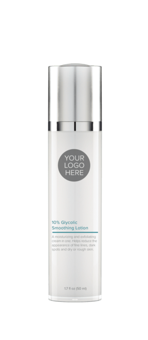 1.7 oz platinum bottle of 10% Glycolic Smoothing Lotion