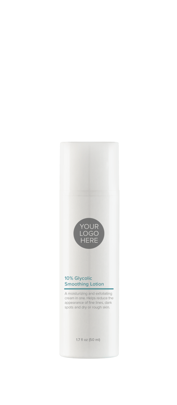 1.7 oz pure white bottle of 10% Glycolic Smoothing Lotion