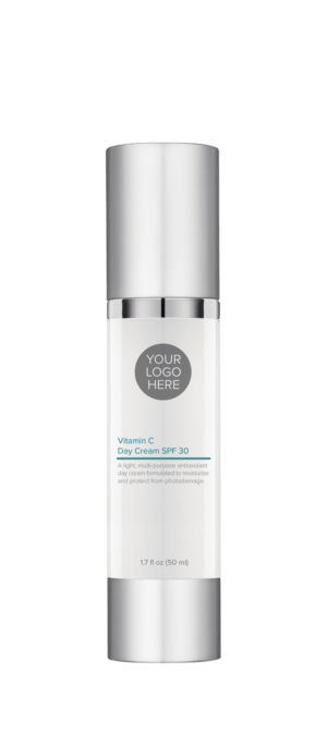 1.7 oz brushed platinum bottle of Vitamin C Day Cream