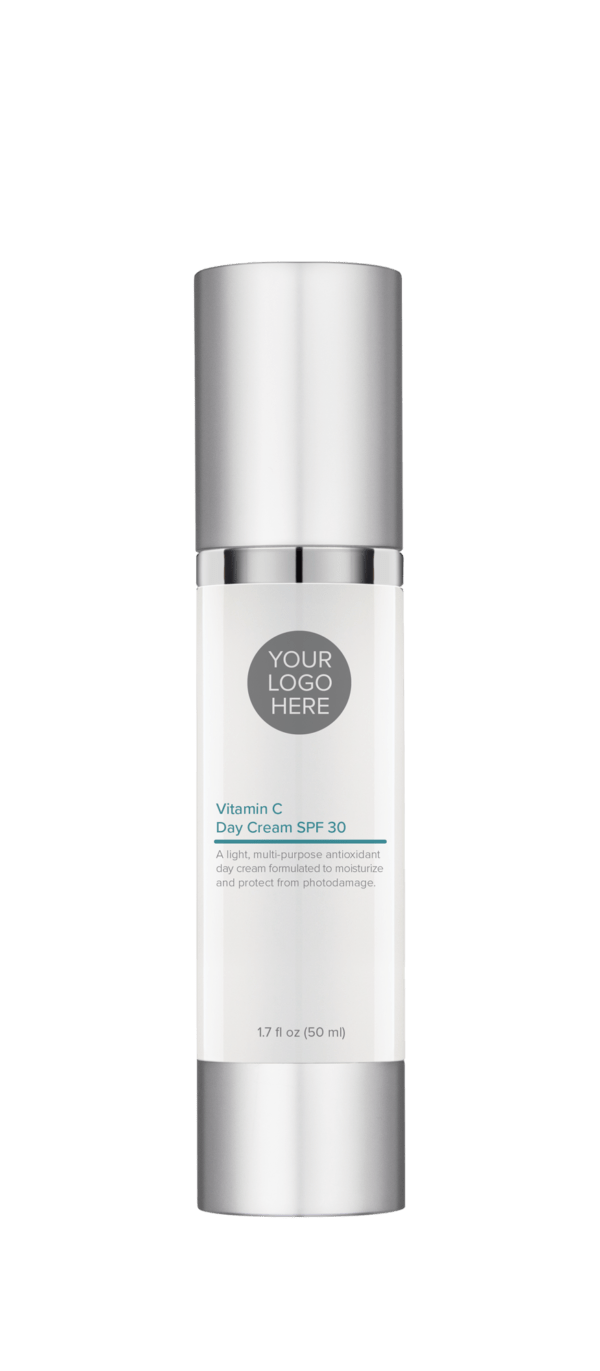 1.7 oz brushed platinum bottle of Vitamin C Day Cream