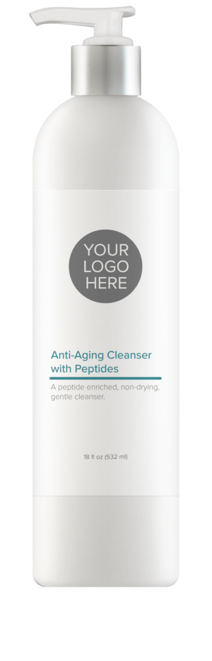 Backbar size (18 oz.) pure white bottle of Anti-Aging Cleanser with Peptides.