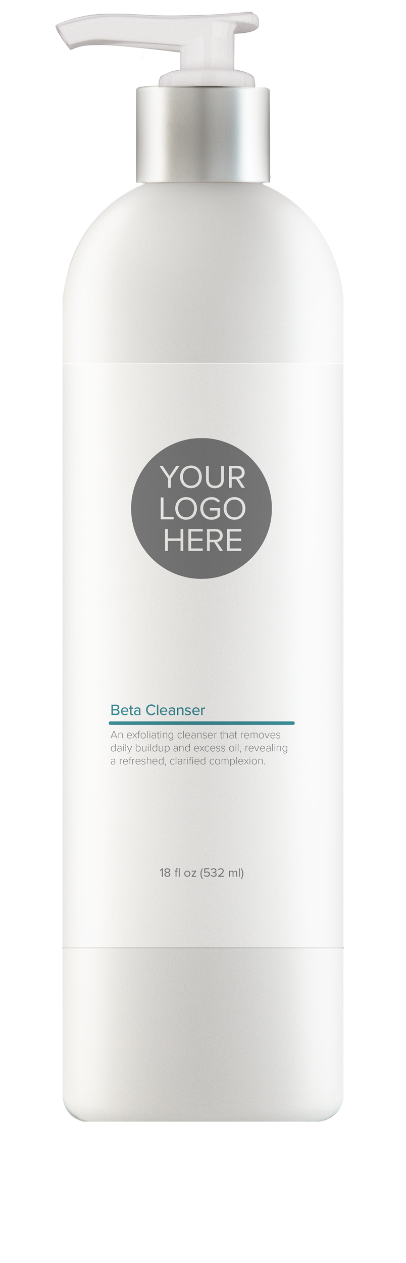 Backbar size (18 oz.) pure white bottle of Beta Cleanser.