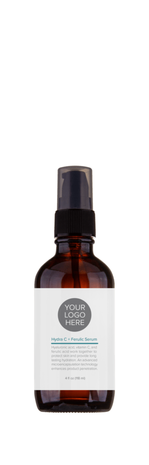 Backbar size (4 oz.) amber bottle of Hydra C + Ferulic Serum.