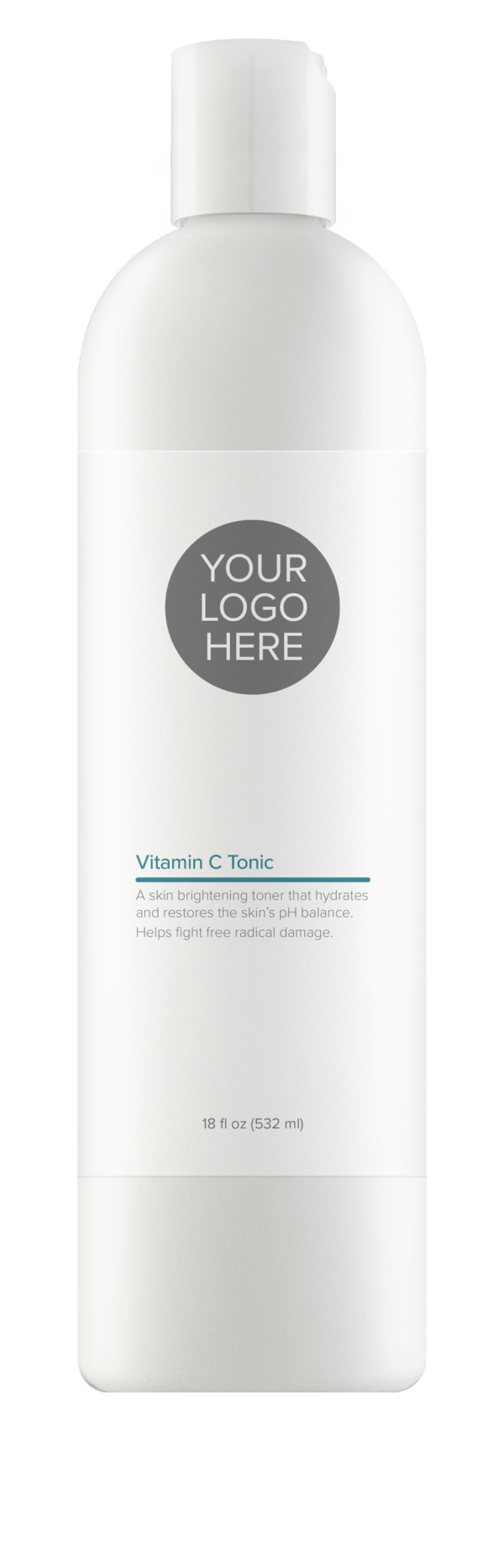 Backbar size (18 oz.) pure white bottle of Vitamin C Tonic.