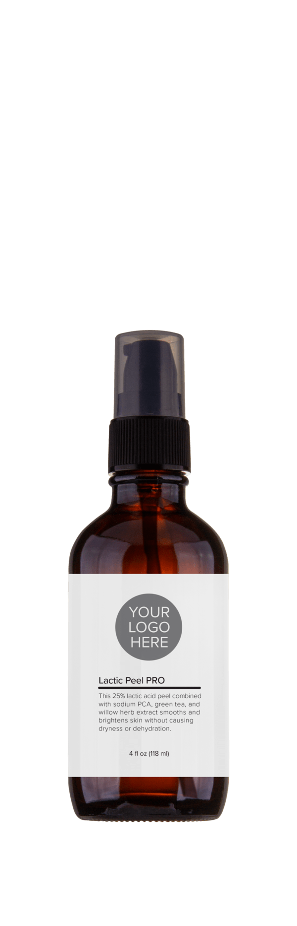 Backbar size (4 oz.) amber bottle of Lactic Peel PRO.